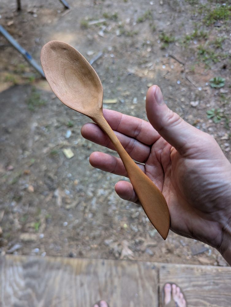 Carved wooden spoon. 