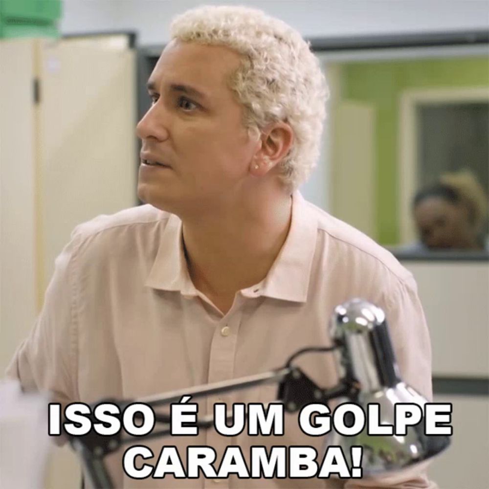 a man with white hair says isso é um golpe caramba