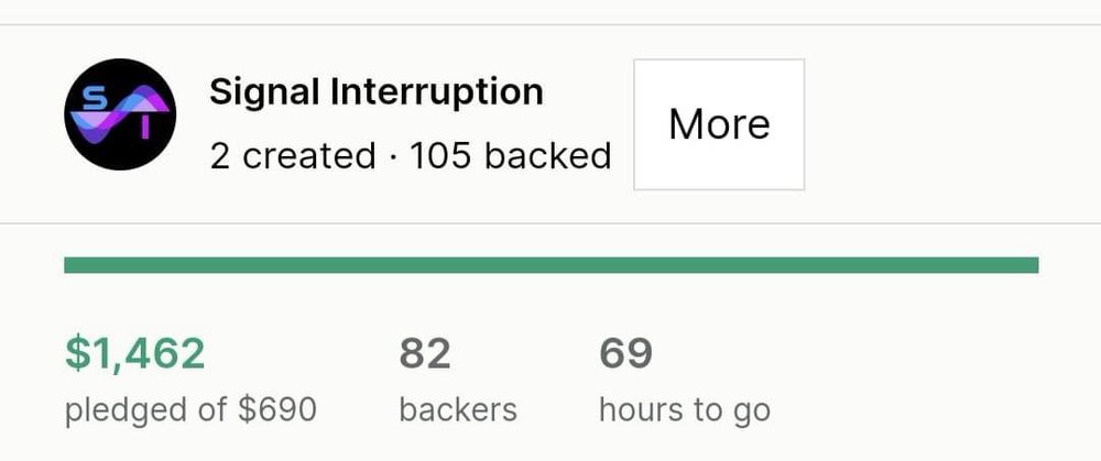 The countdown and total for 69: A Nice Card Game About Numbers, there’s 69 hours left!