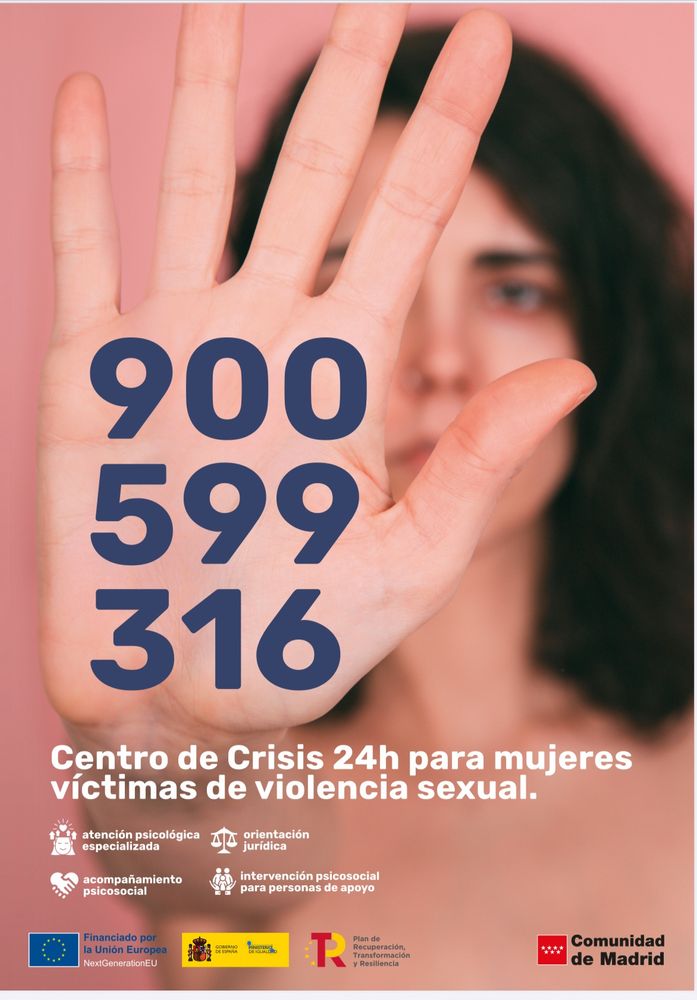 Si has sufrido una agresión sexual, llama al 900 599 316.  

La Comunidad de Madrid pone a tu disposición el segundo Centro de crisis 24 horas para la atención a mujeres que han sufrido algún tipo de agresión sexual.