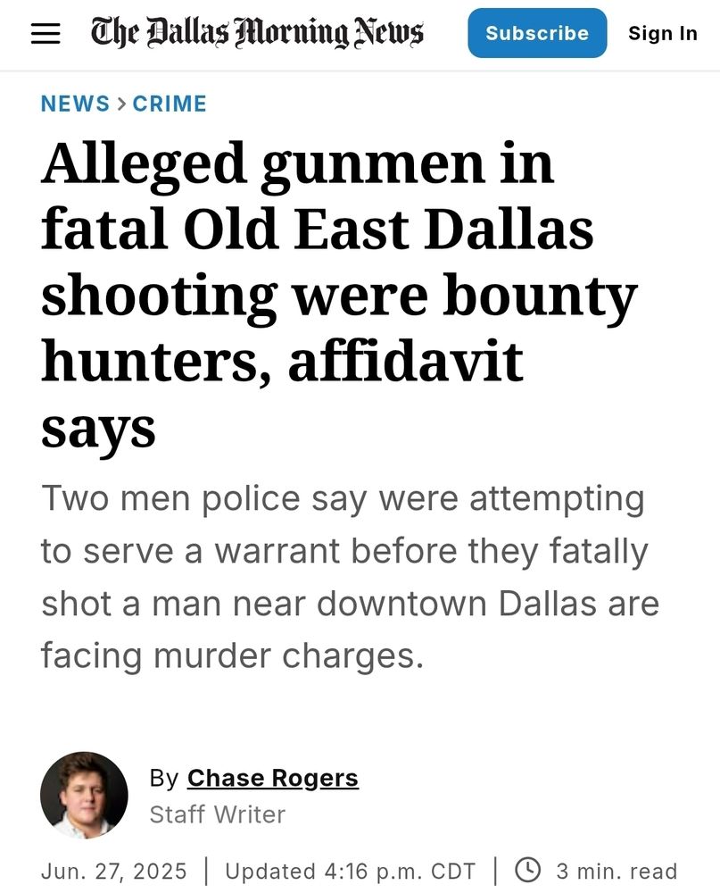 Dallas Morning News: Alleged gunmen in fatal Old East Dallas shooting were bounty hunters
June 27, 2025