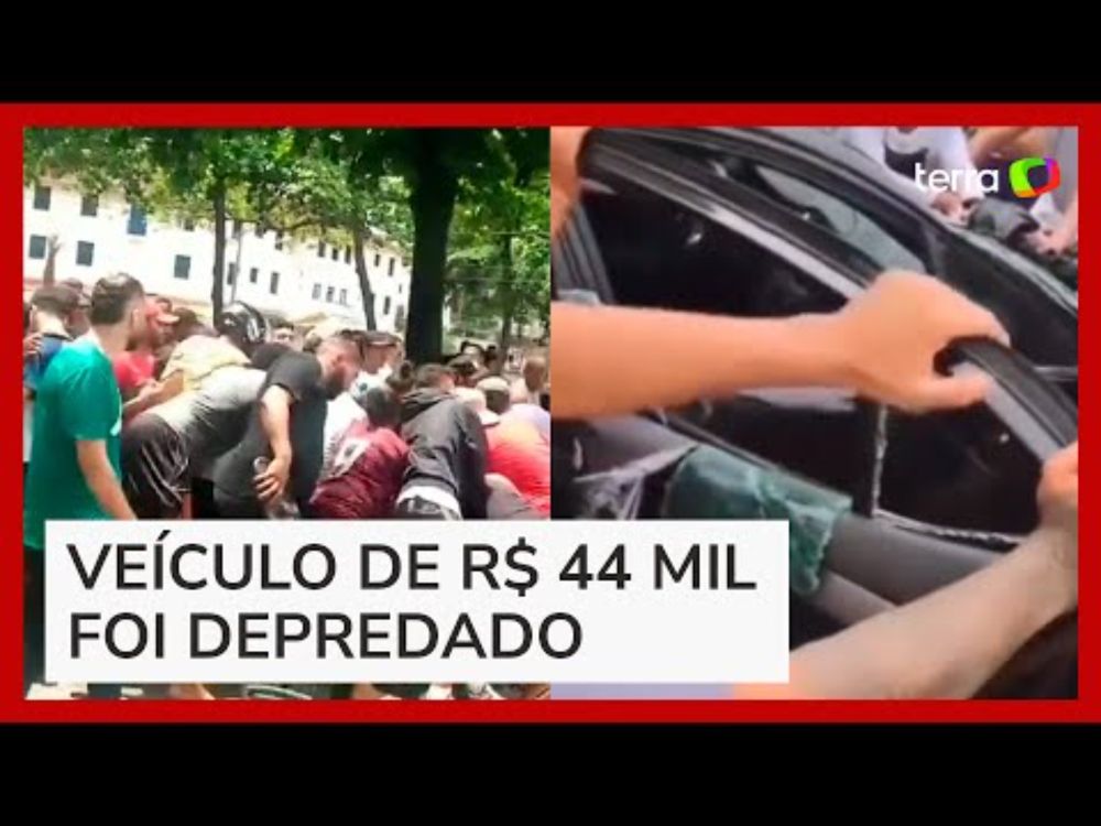 Multidão destrói carro oferecido por influenciador como prêmio de 'gincana' em Guarapari (ES)