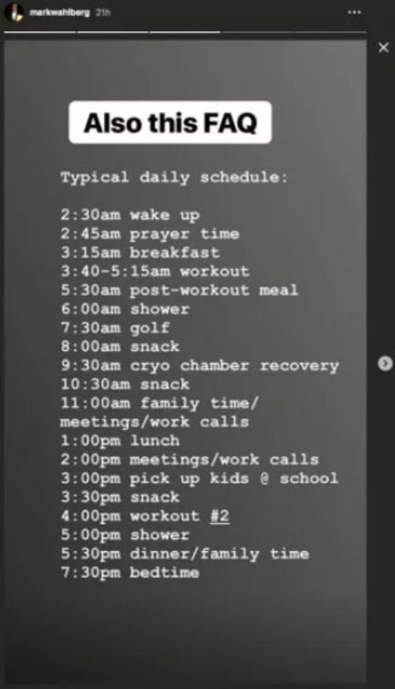 mark Wahlberg schedule
