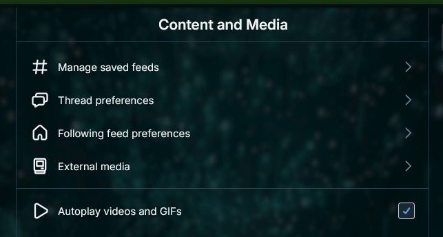 autoplay videos and gifs option in the content and media section