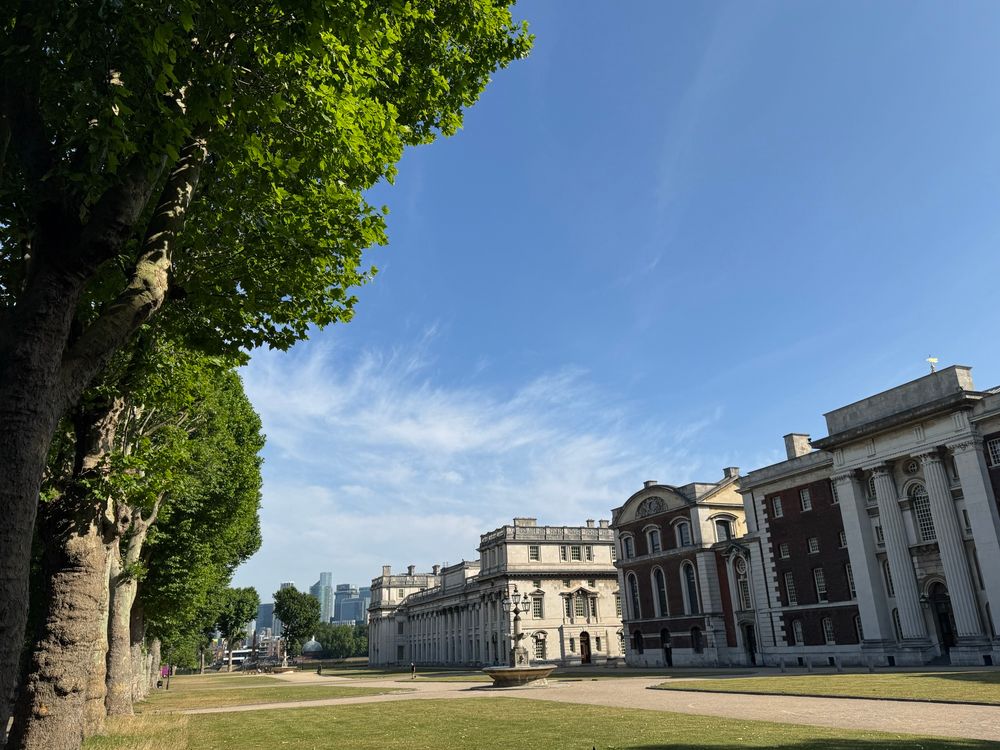 Greenwich University under a blue sky.