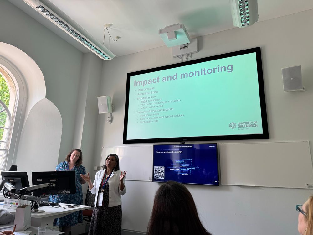 Sharon Perera and Amy Sampson presenting on an online pre-arrival course for students at the University of Greenwich.