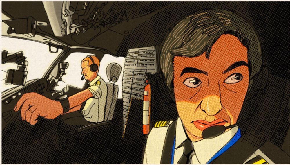 Illustration of Nathan Fielder in a cockpit