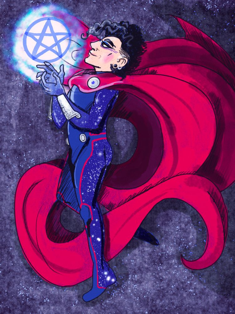 Fanart of Wiccan/Billy Kaplan from Marvel comics. I gave him eye shadow and gauntlets on top of his comics costume.