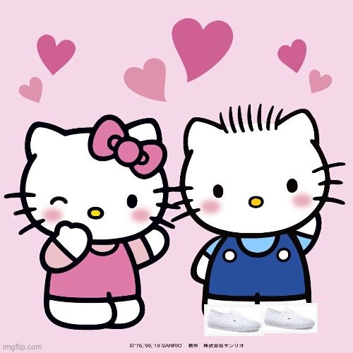 An image of Hello Kitty and Dear Daniel but he’s wearing white vans and I couldn’t rest until I made this poorly constructed joke.