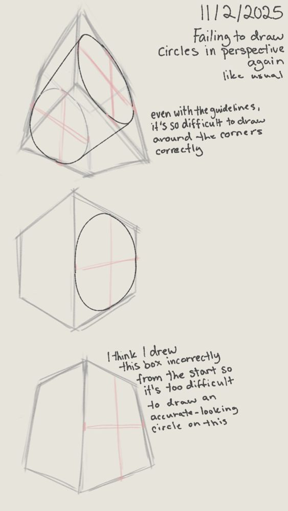 3 cubes drawn digitally. Circles are drawn within 2 of them