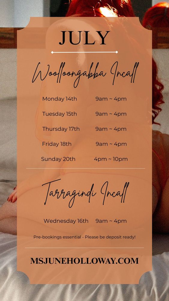 July availability starting from Monday 14th.