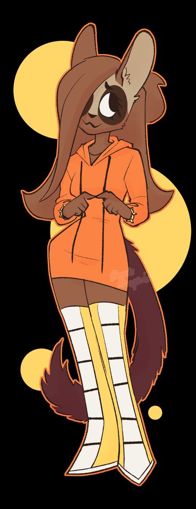 A fullbody shot of a mouse girl, pensively tapping the tips of her fingers