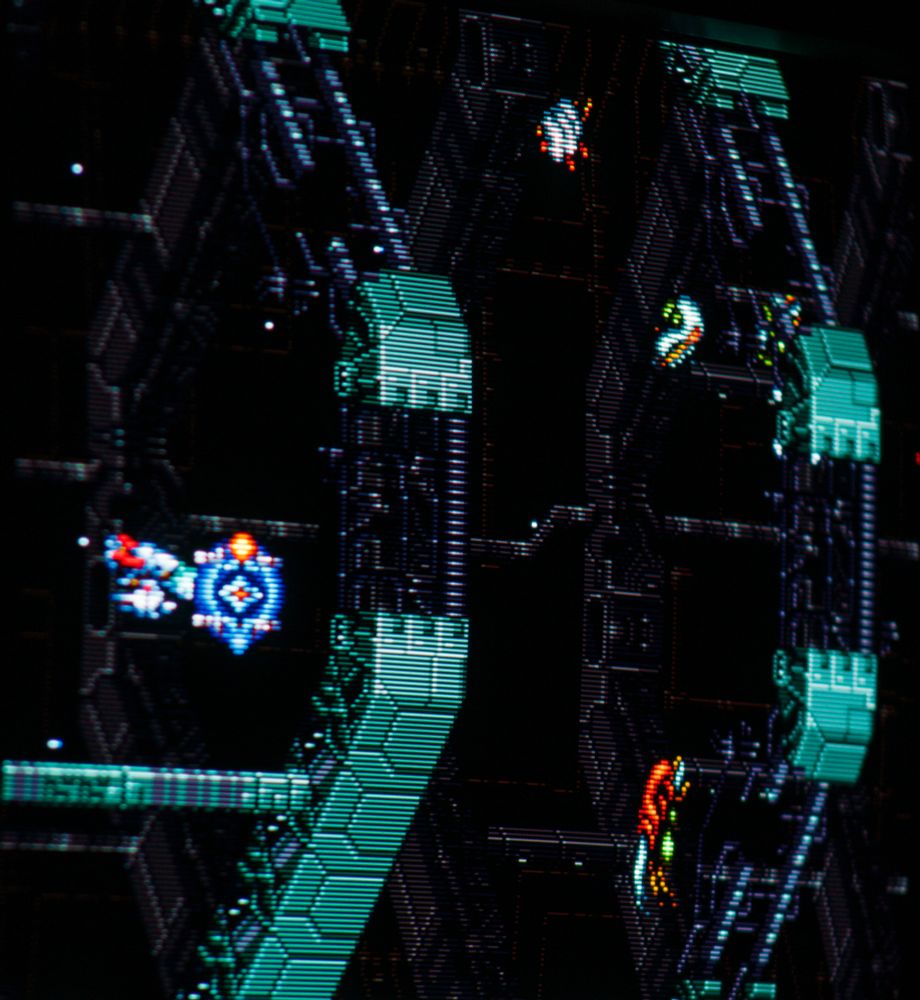 Flying through a space debris field angled shot. 