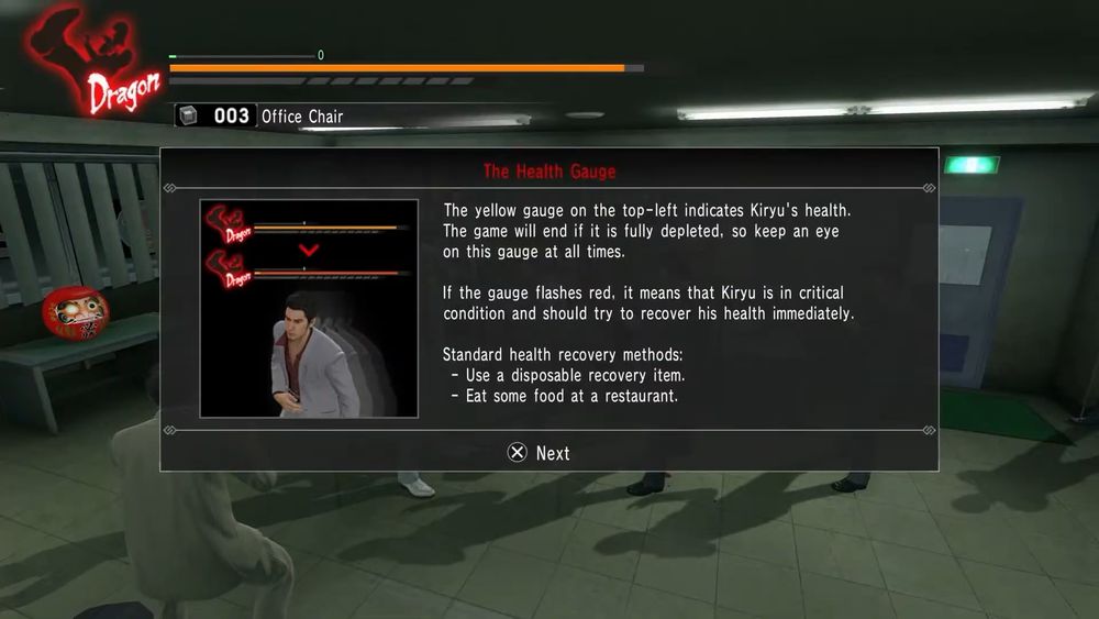 A screenshot from the updated Kiwami 1, showing the same screen and text typed in 70-75% width Rodin.