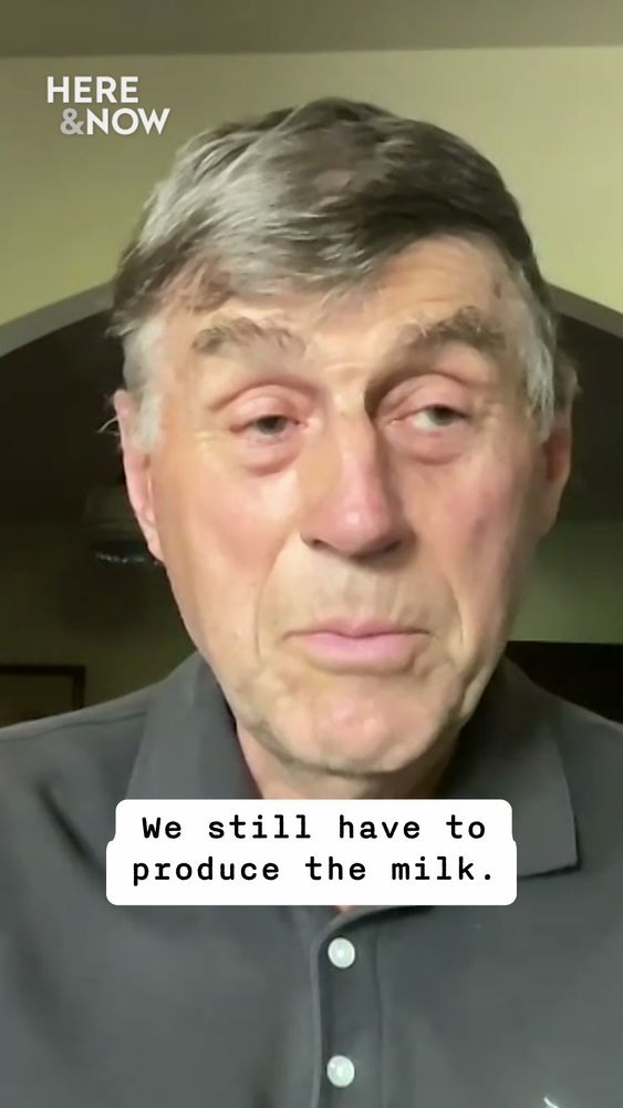 Man with caption that says “we still have to produce the milk”