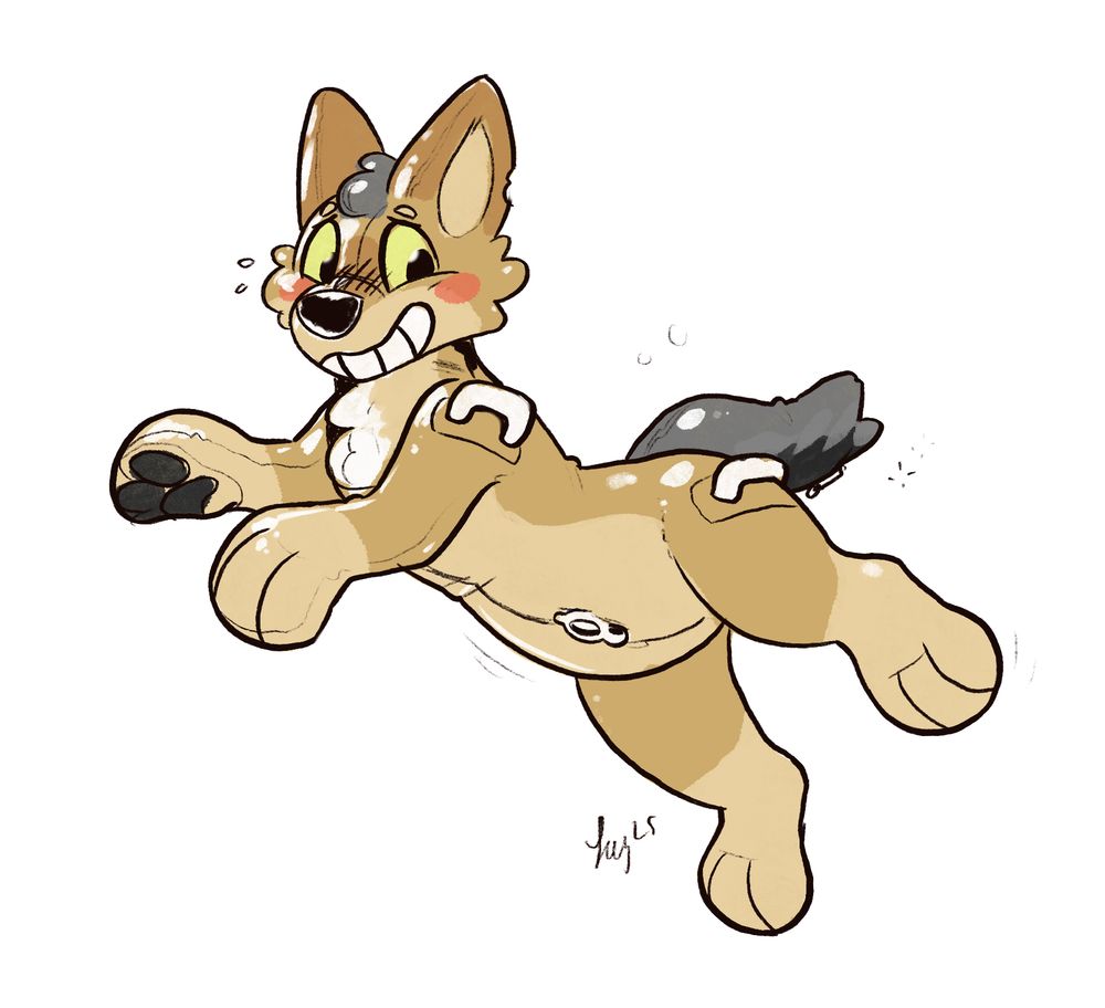 Blushing inflatable jackal illustration 
