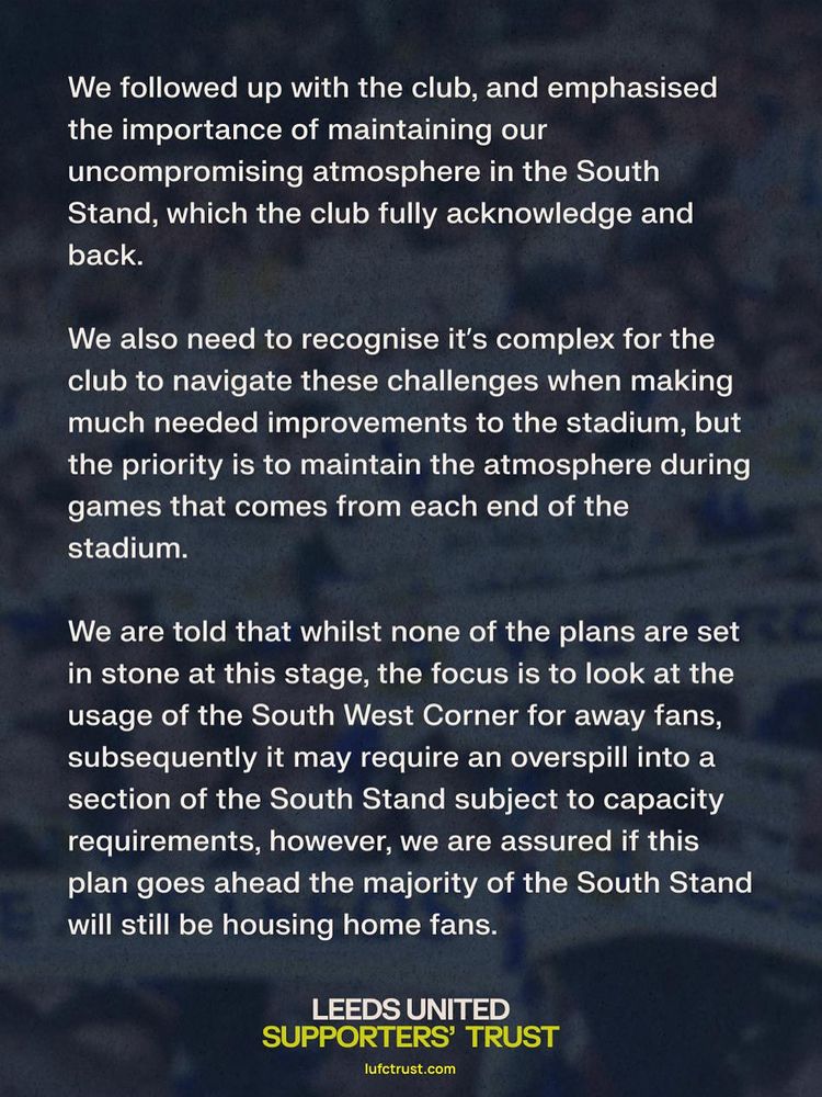 Update on the South Stand