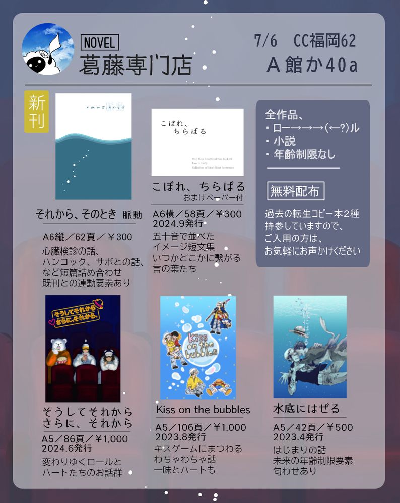 CC福岡62のお品書き