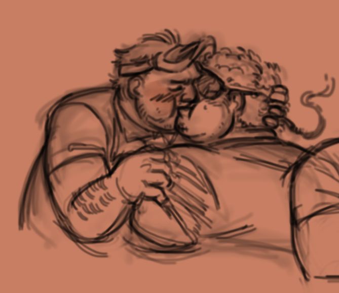 Sam kissing Lyle.