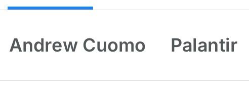 Bluesky trending screenshot showing Palantir and Andrew Cuomo