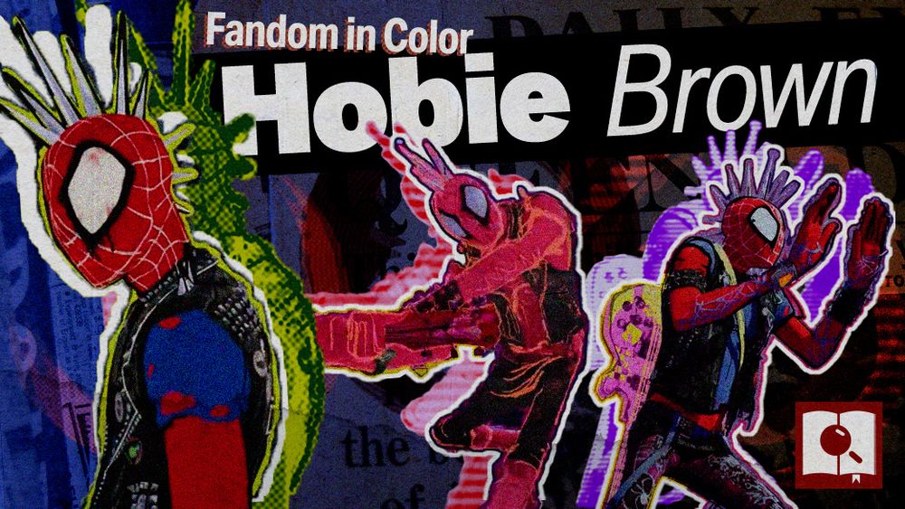 A punk zine-styled collage of Hobie Brown in the Spider-punk suit from Spiderman: Across the Spiderverse.