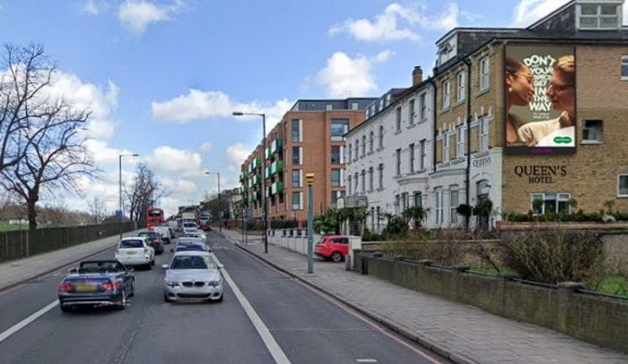 Mock-up image of a giant digital billboard on Seven Sisters Road