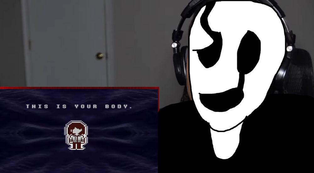 edit of a reaction video instead where gaster is reacting to the goner sequence in deltarune