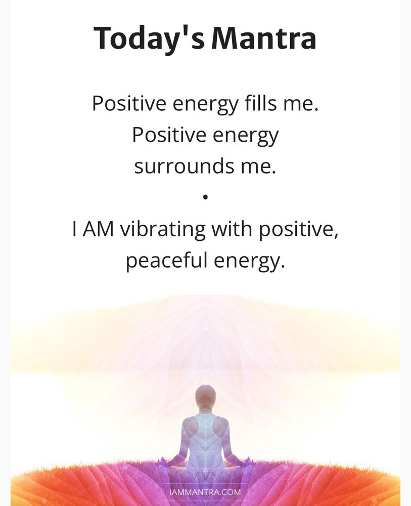 Today's Mantra
Positive energy fills me.
Positive energy surrounds me.
•
I AM vibrating with positive, peaceful energy.

Person meditating in Burmese position on colored grass assumingly representing chakra awakening - yellow/orange (sacral and solar plexus chakras) and purple (crown or third eye chakra).