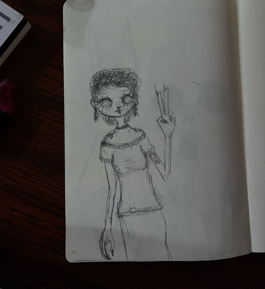 Cartoonish self portrait sketch