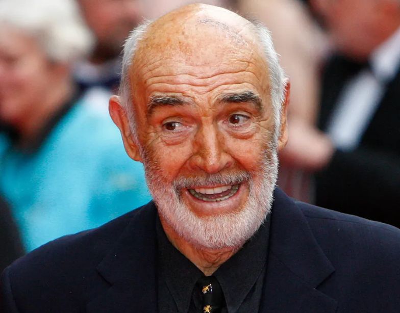 Laughing bald old man