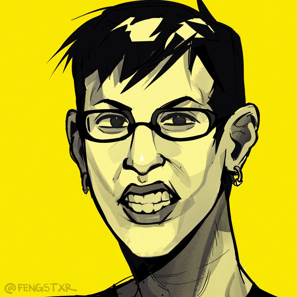 Jhonen Vasquez fanart on a yellow background 