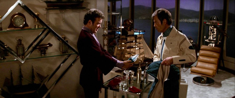 Captain Kirk’s apartment in Star Trek II: The Wrath of Khan is pictured.