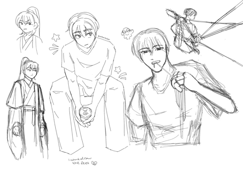 wenshi from panguan in various poses