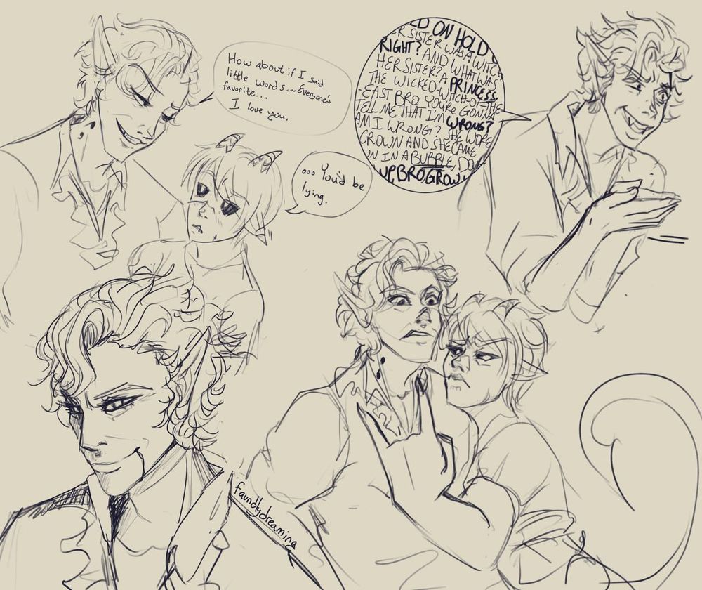 Various images of Astarion and Tav.