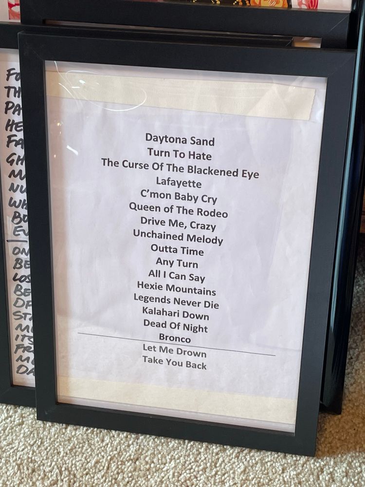 Orville Peck setlist with the text typed and perfectly centered
