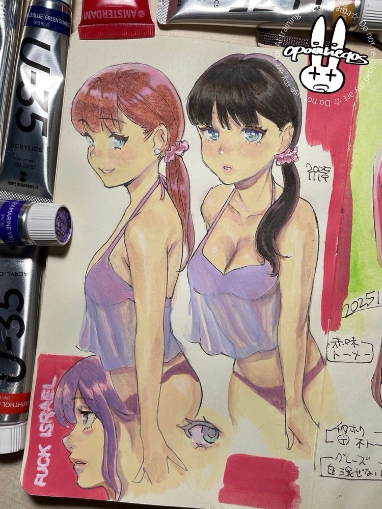 万年筆線画に
ターナーU-35
アムステルダム　アクリリック
リキテックス　ホワイトにて