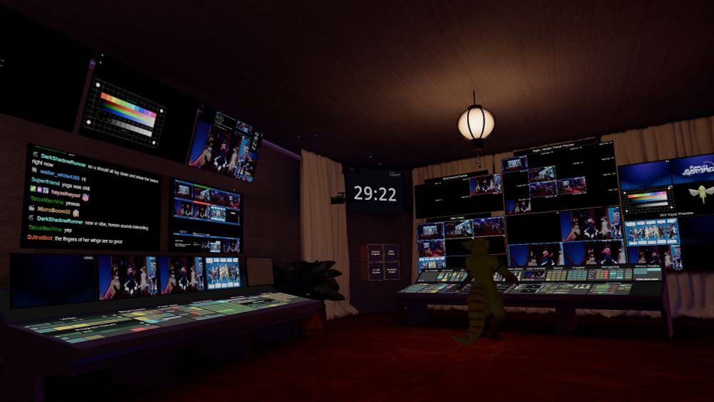 Picture from VRChat of the control room for the Furality Somna Events Stage