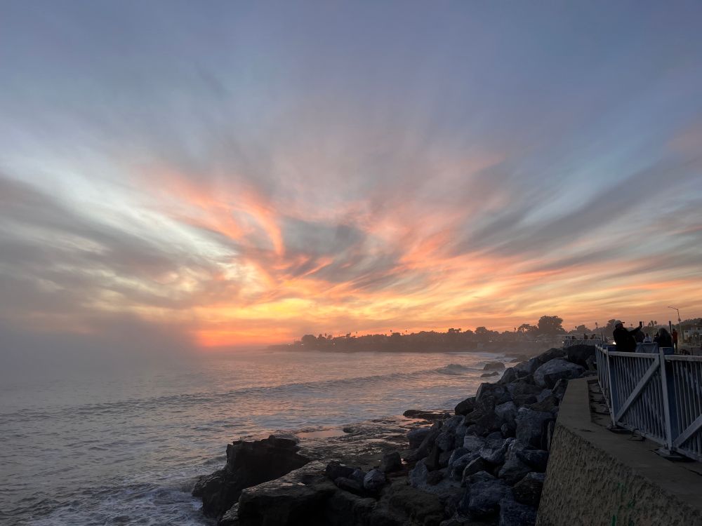 Foggy sunset over West Cliff 