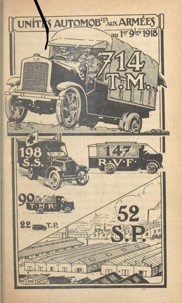 An illustration from « Les Transports Automobiles sur le Front Français 1914-1918 » illustrating some of the variety of purposes for which the French army used motorised transport during the first world war. Michel Goya’s « Les Vainquers » would also be an eye-opener for the person who made this ill-informed comment on social media. 