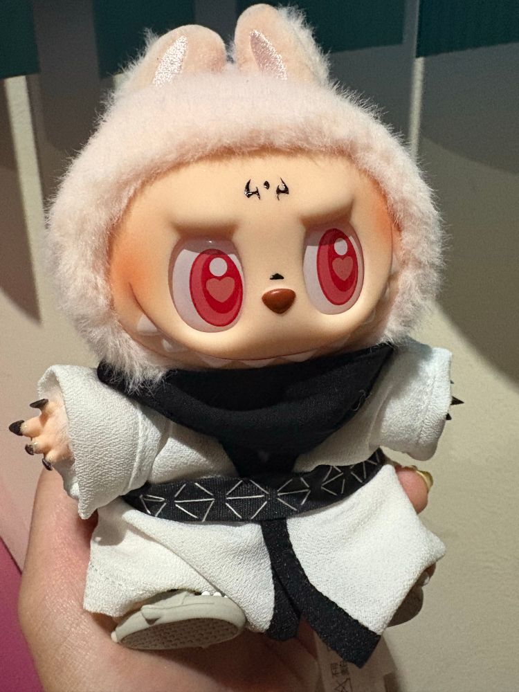Dada labubu dressed as Sukuna from anime/manga Jujutsu Kaisen