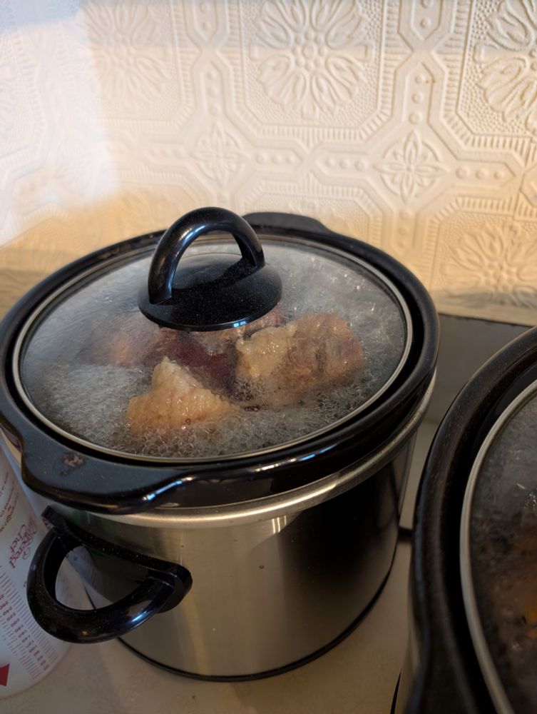 Corned beef in slow cooker.