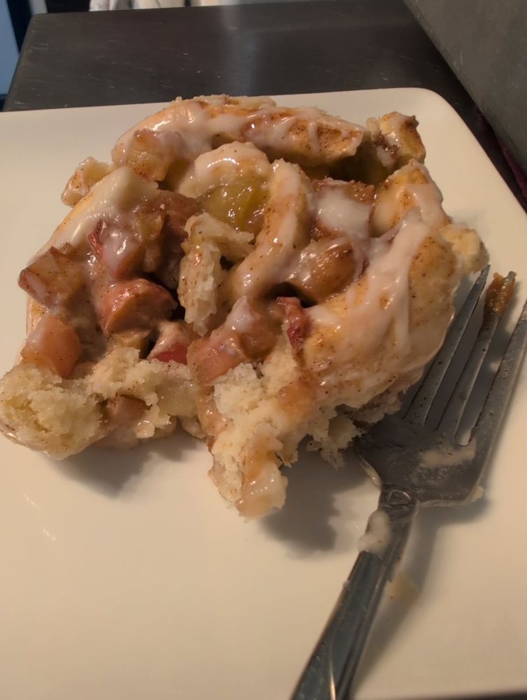 Rhubarb sweet roll on my plate... Dangerously delicious!