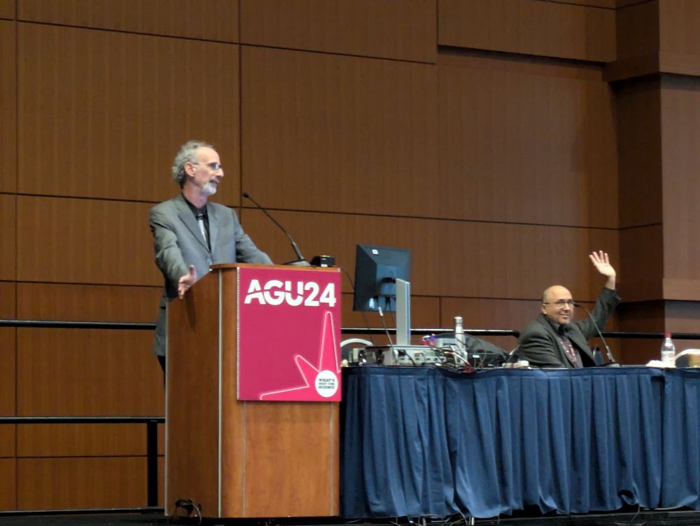 Photo of Peter Gleick speaking at American Geophysical Union 2024 annual meeting.