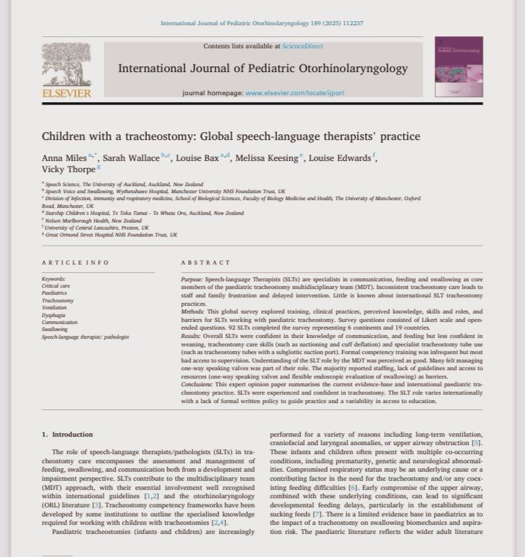 Cropped image of research article titled ‘Children with a tracheostomy: global speech-language therapists’ practice’
