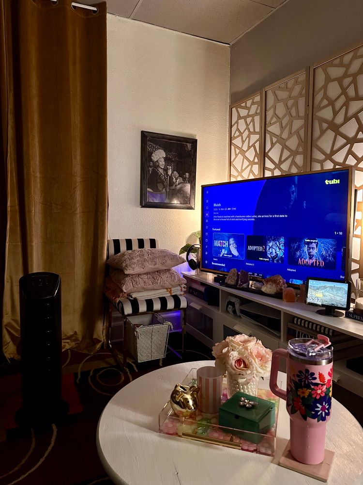 Living room with the emphasis on the accent wall.