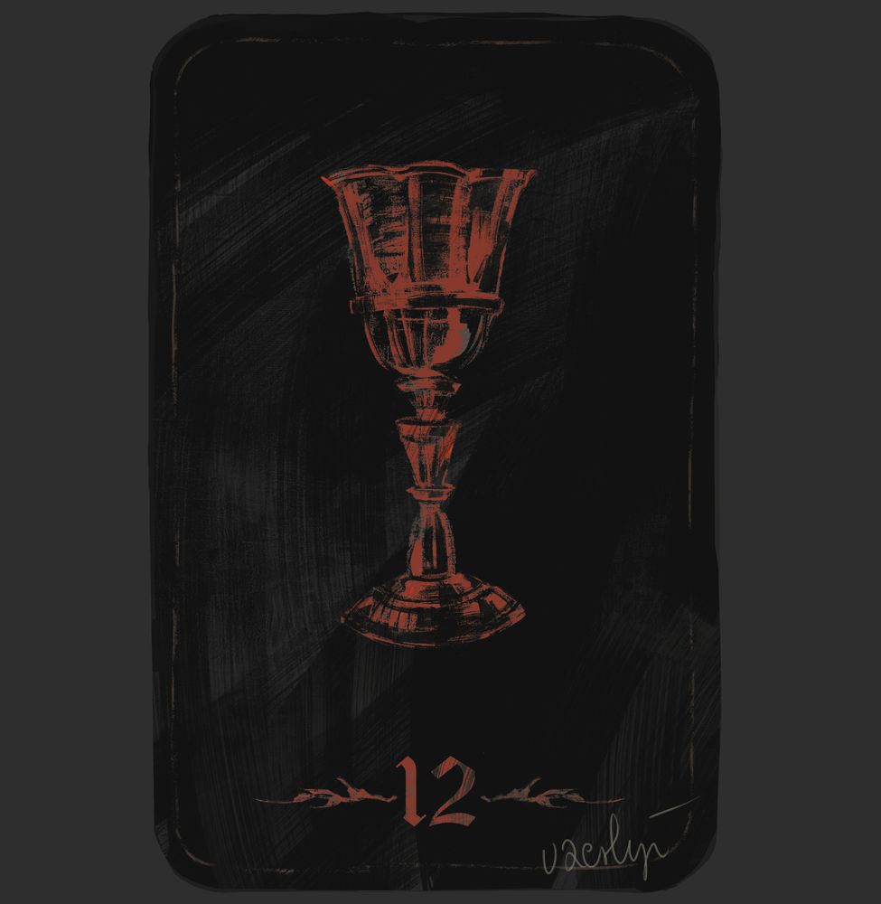 card with a red chalice and number "12" on it