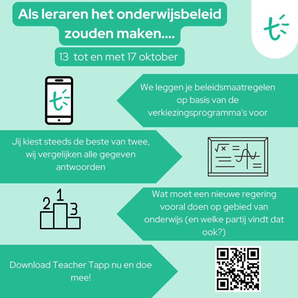 Aankondiging van Ranking de Onderwijsparagraaf, met qr-code om de app te downloaden. 

We hebben de onderwijsparagrafen omgezet in beleidsmaatregelen. Tussen 13 en 17 oktober leggen we je in verschillende paren de maatregelen voor. Steeds met de vraag: Als de volgende regering slechts één van deze beleidsmaatregelen zou kunnen uitvoeren, welke zou je dan kiezen?
