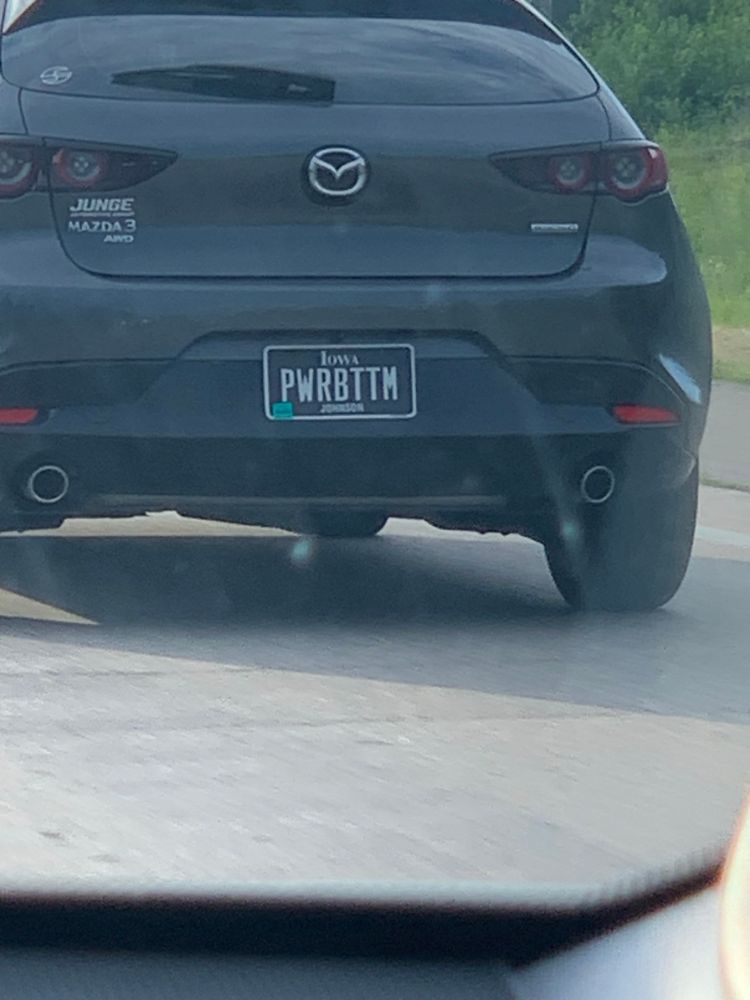 Funny license plate. PWRBTTM