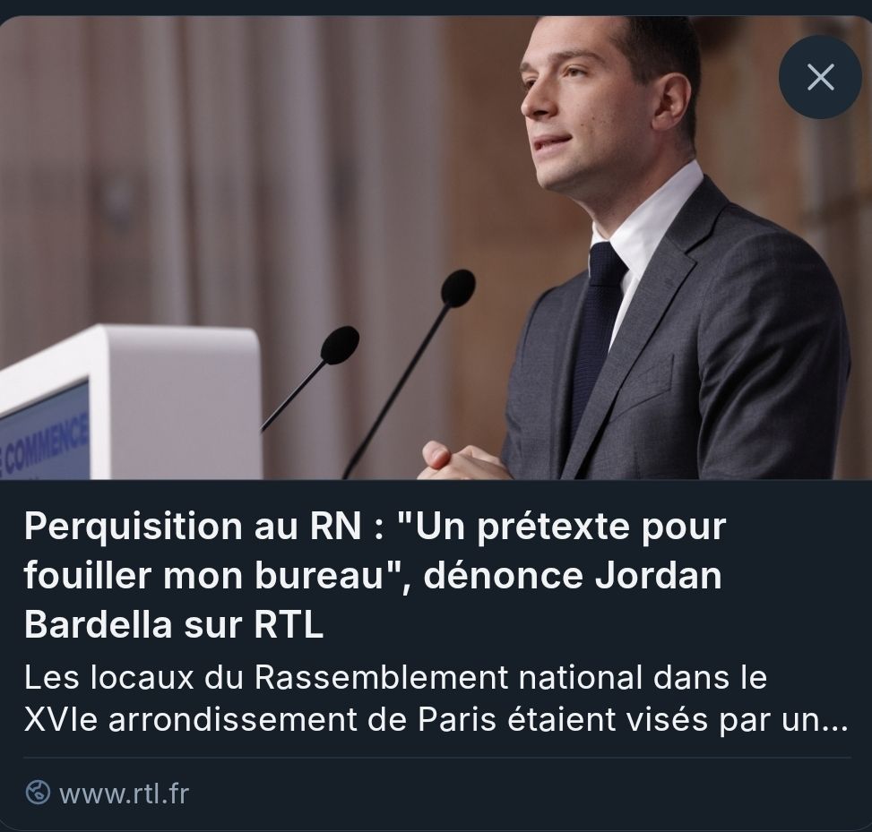 Perquisition au RN : "Un prétexte pour fouiller mon bureau", dénonce Jordan Bardella sur RTL