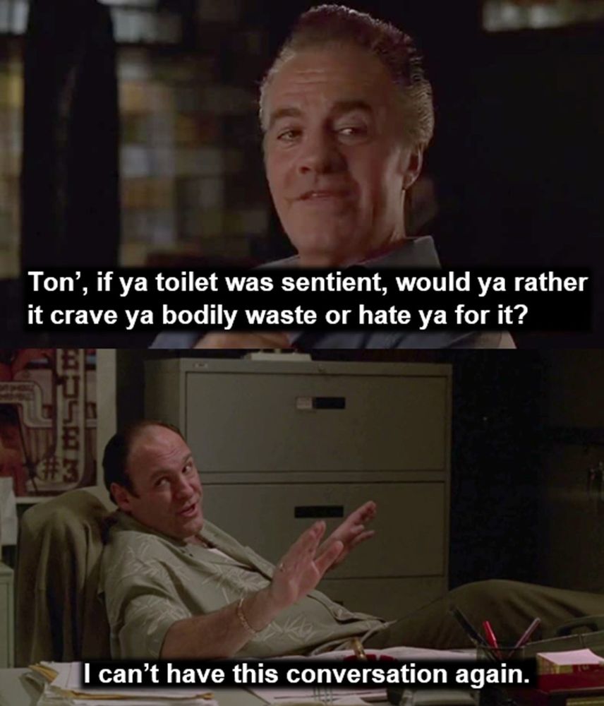 Paulie Walnuts sharing deep thoughts with Tony Soprano.
